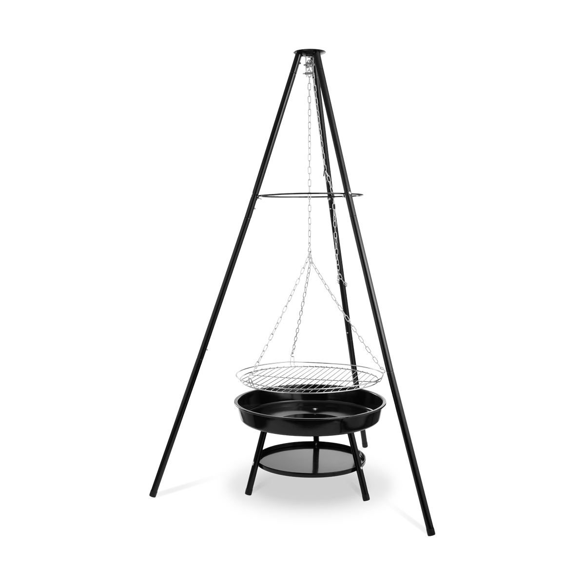 Bjorn driepoot vuurschaal met barbecue zwart