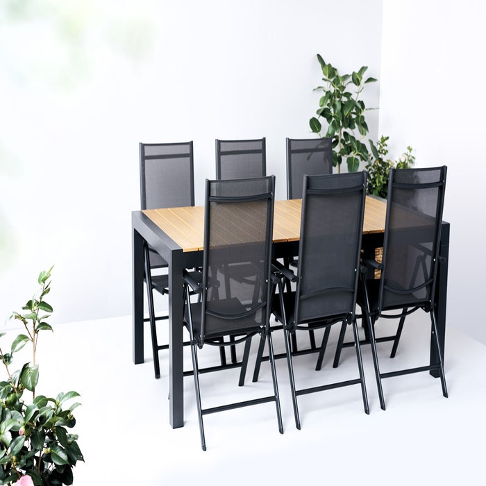 Stef tuintafel bruin - verlengbaar - 205 x 100 cm - groot - polywood - aluminium