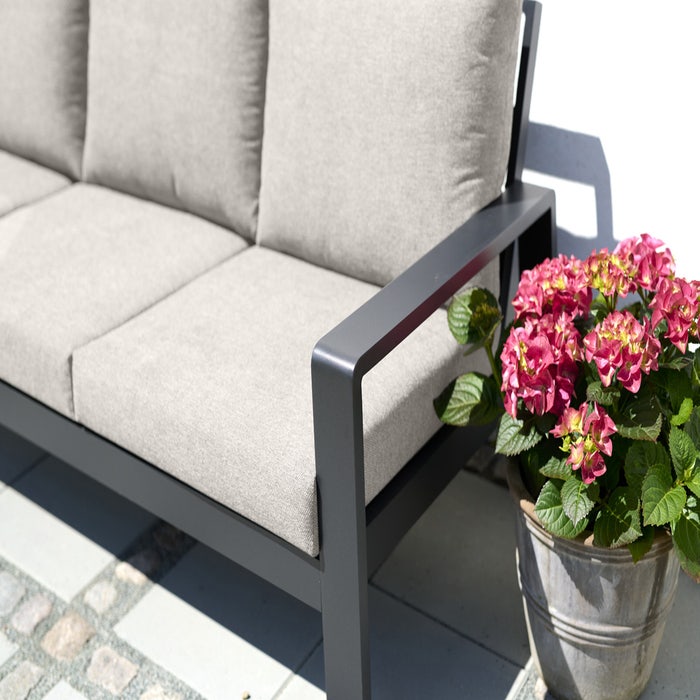 Tygo tuinbank zand - met zitkussens - 3 persoons - aluminium - beige