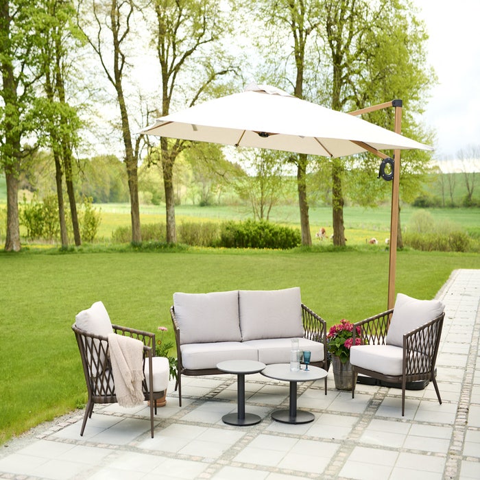 Bianca zweefparasol beige - 300 x 300 cm - met voet - vierkant