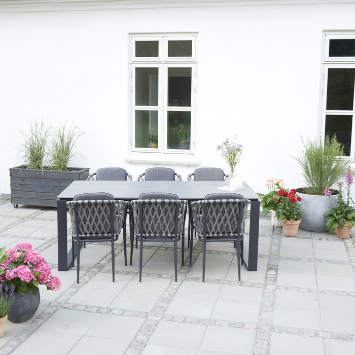 Joris tuintafel grijs - 210 x 100 cm _ buitentafel - kunststof - houtlook - aluminium