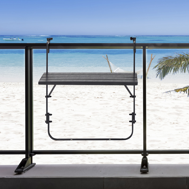 Jolien balkontafel polywood zwart  _ inklapbaar - kunststof - houtlook