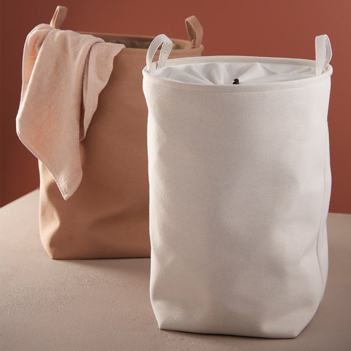  Ilse stoffen wasmand beige - Ø38 x 54 cm - ronde - pastel