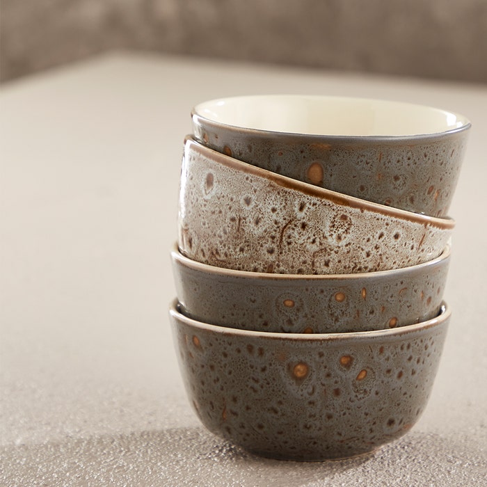 Noe stoneware kommen - set van 4  - schaaltje - aardewerk - beige - bruin - grijs
