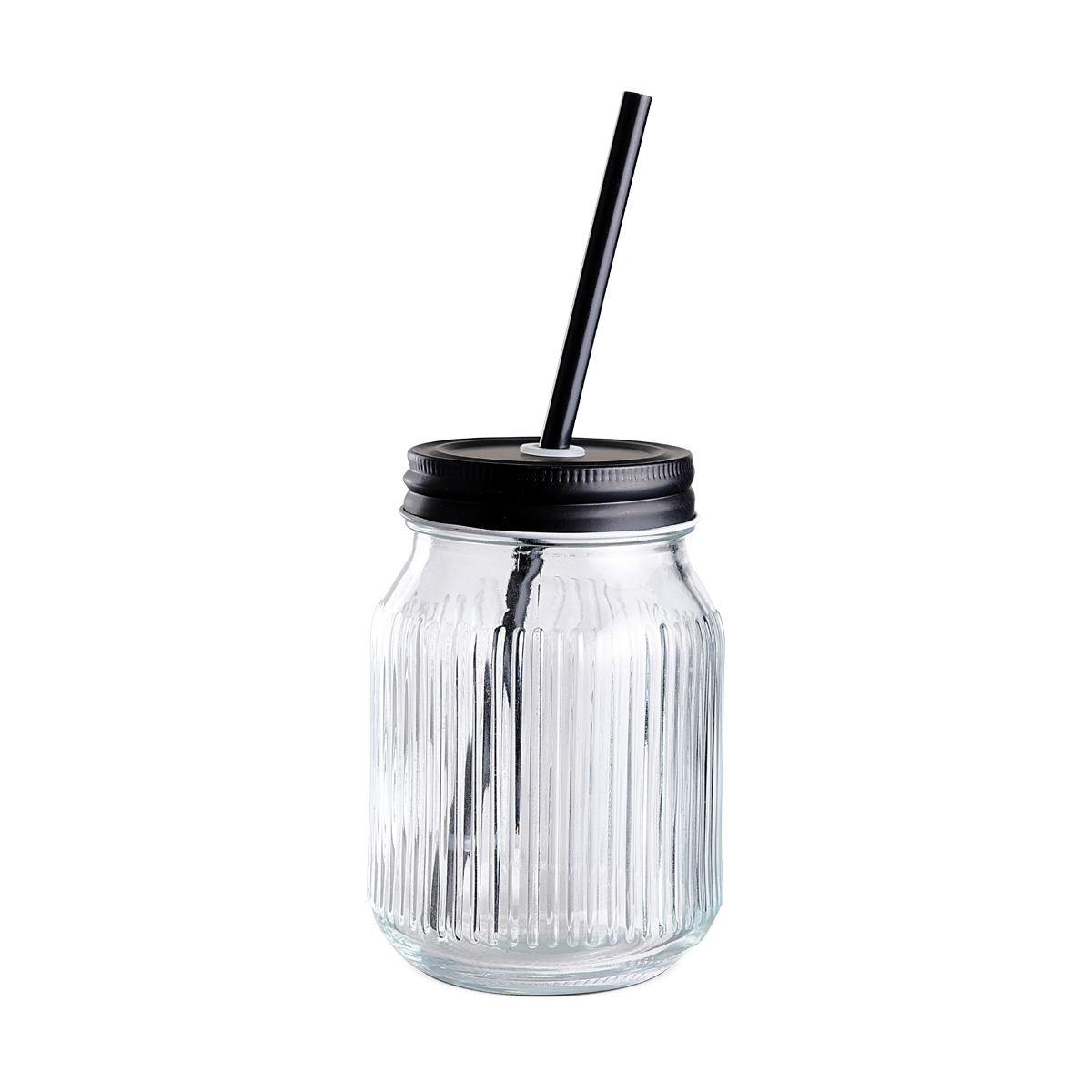 Maeve Mason Jar glas met rietje - 450 ml