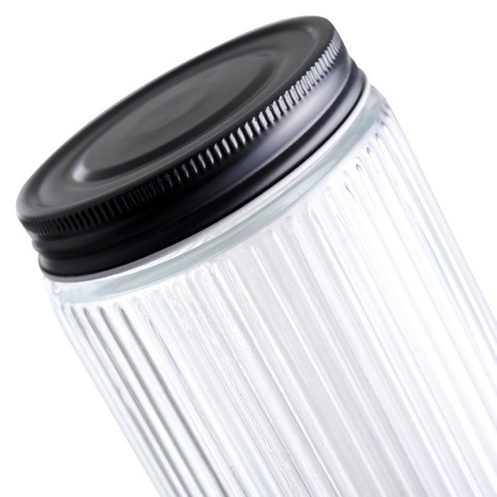 Maeve glazen voorraadpot met deksel - 900 ml - opbergpot - met deksel - groot - zwart