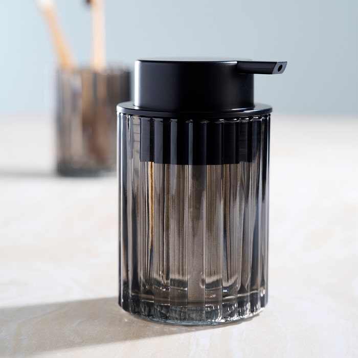 Lian glazen zeepdispenser zwart - zeeppompje - keuken - badkamer
