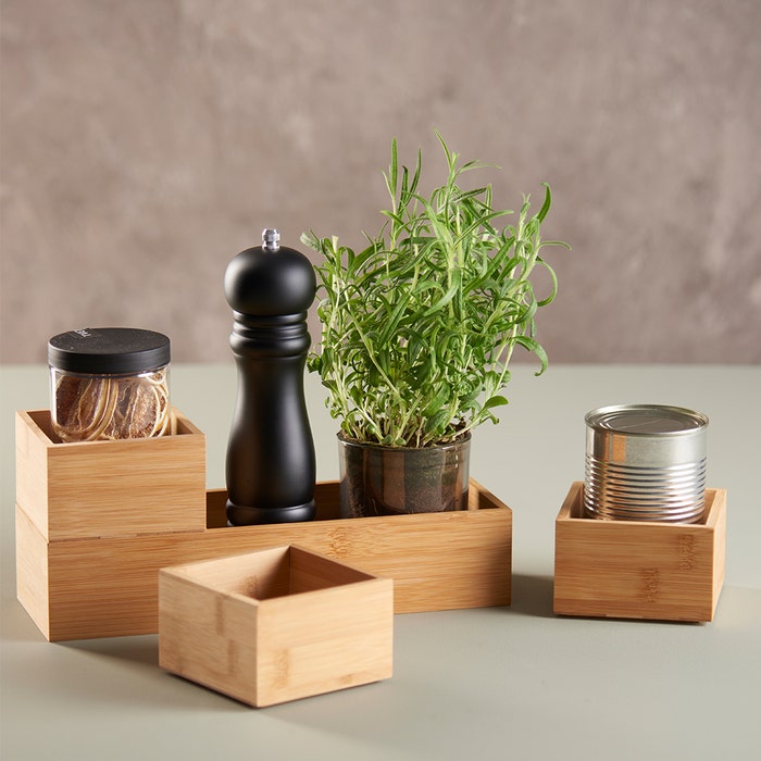 Lars houten bakjes bamboe - set van 4 - opbergbakjes - organizer - bamboe - make up - voor in lade