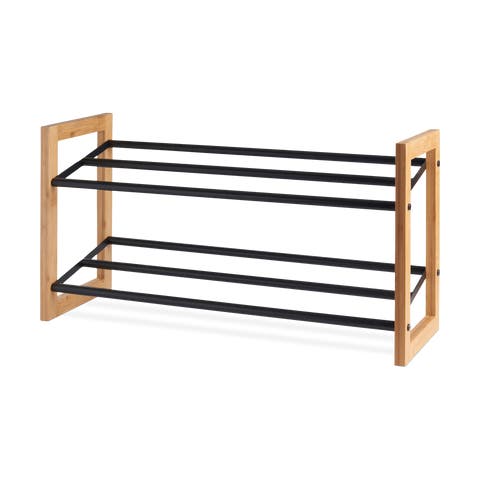 Sten houten schoenenrek bamboe - 65.5 x 23 cm