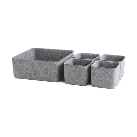 Phil vilten opbergmanden grijs - set van 5