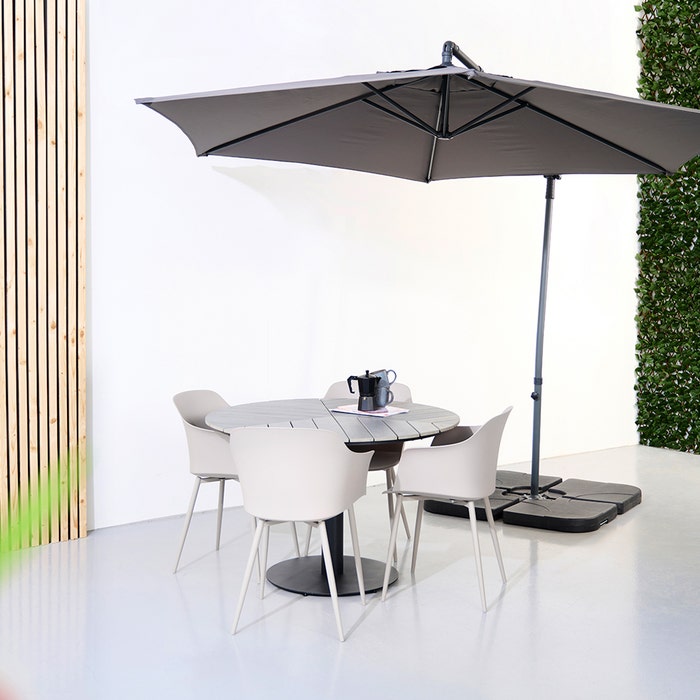 Bente ronde tuintafel grijs - Ø 113 cm - eettafel - buiten - 4 personen - kunststof - metaal - zwart