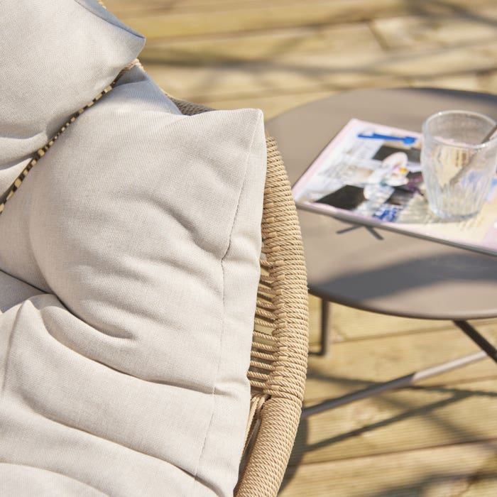 Ayla rattan tuin loungestoel beige - tuinstoel - tuin fauteuil - luxe - rotan