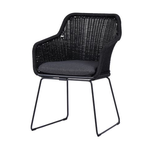 Loki Rotan tuinstoel zwart - met zitkussen