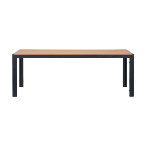 Tibbe aluminium tuintafel zwart met polywood tafelblad - 205 x 90 cm
