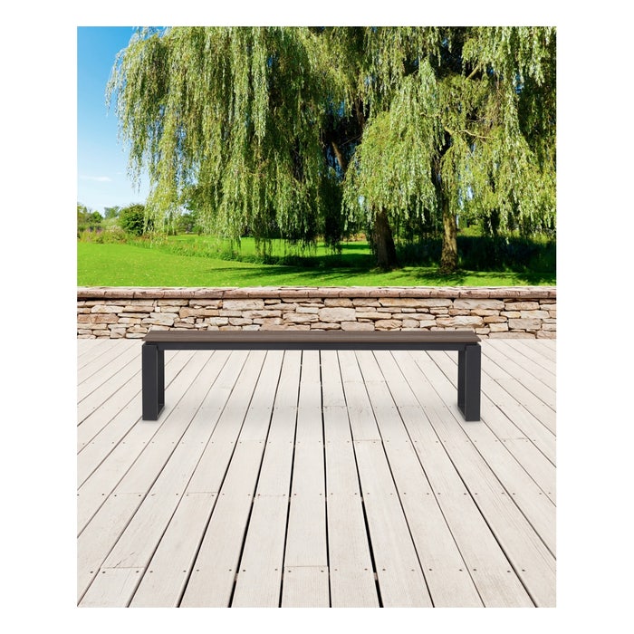 Abel tuinbank donkerbruin - 180 x 43 cm - kunststof - aluminium - eetbank voor buiten