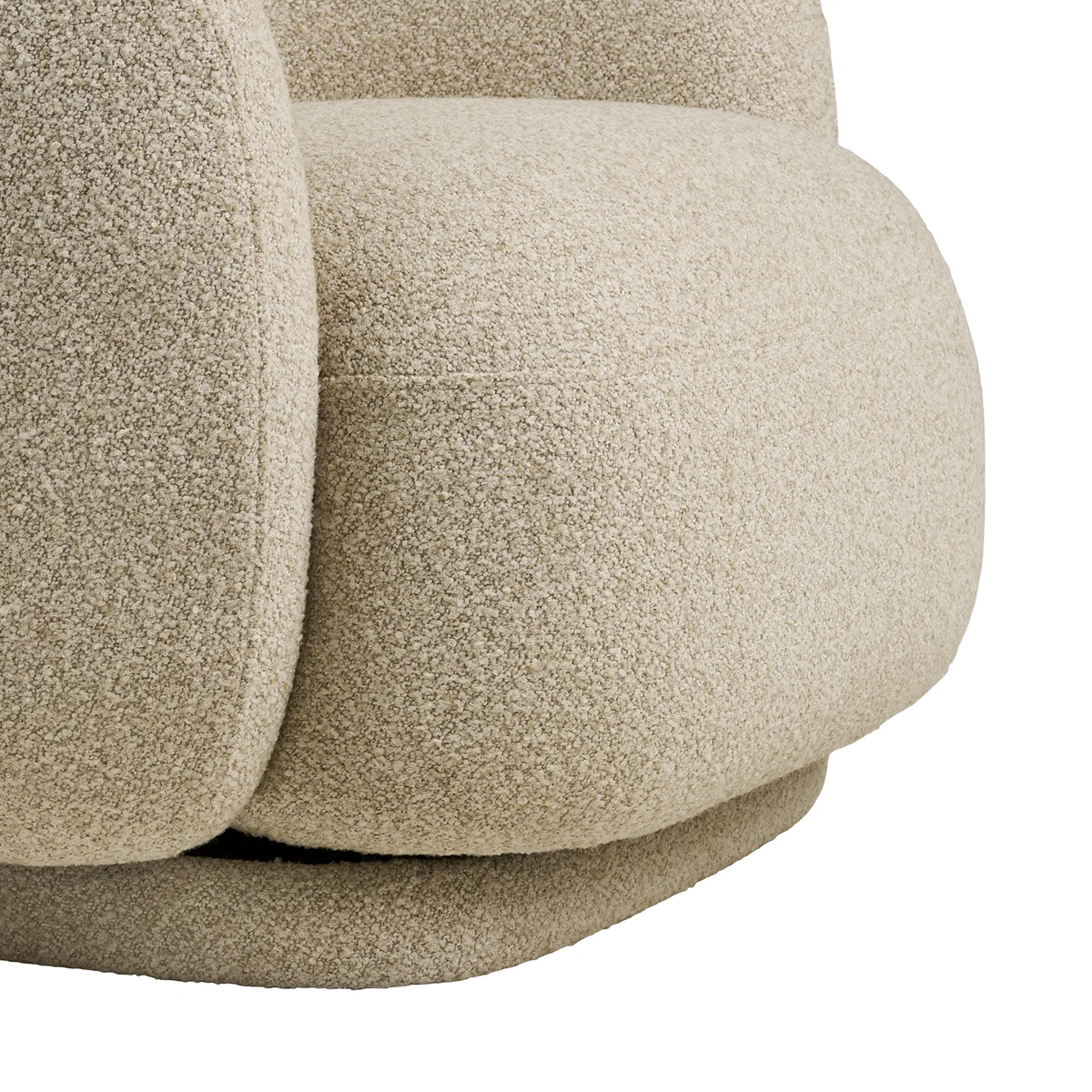 Detail van het onderstel van de Haylie draaibare fauteuil zand