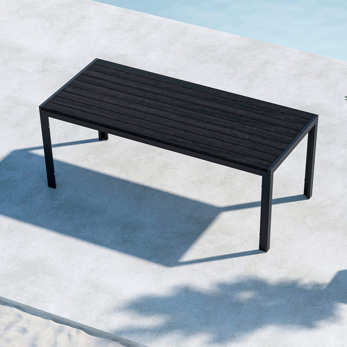 Joas polywood tuin eettafel zwart - 205 x 90 cm tuintafel - terras - aluminium