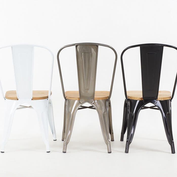Metalen eetkamerstoel industrieel metaal - met houten zitting - cafe - industrieel - Xavier Pauchard - horeca