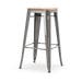 Metalen barkruk industrieel metaal - met houten zitting - 77 cm