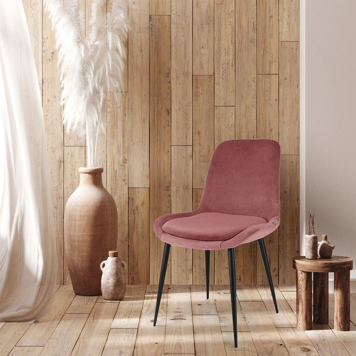 Amelie velvet eetkamerstoel roze - metalen onderstel - fluweel - velours - pink - zachte
