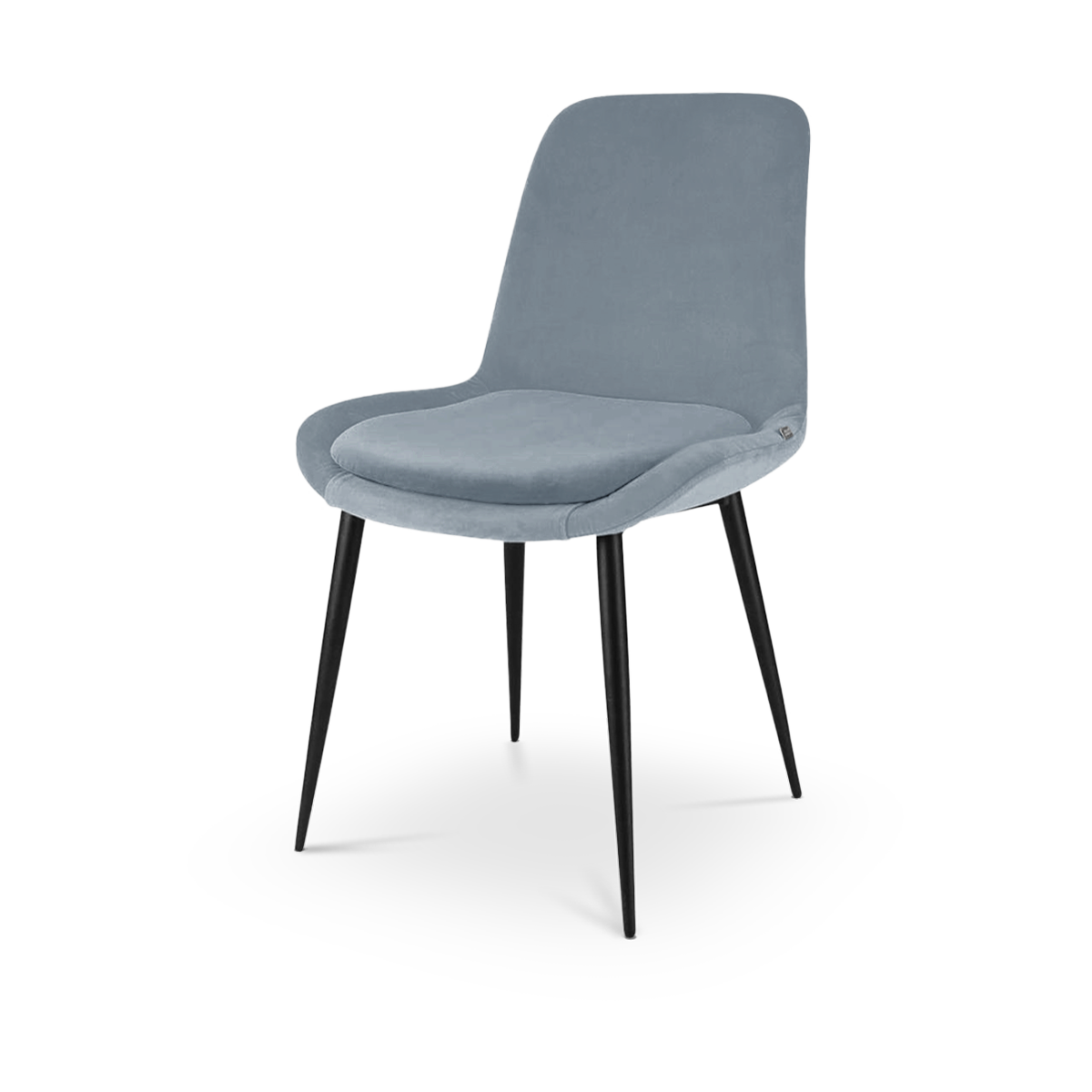 Amelie velvet eetkamerstoel blauw - metalen onderstel