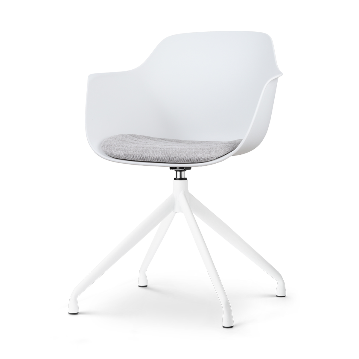 Nola-Liz draaibare eetkamerstoel wit met lichtgrijs zitkussen - wit onderstel
