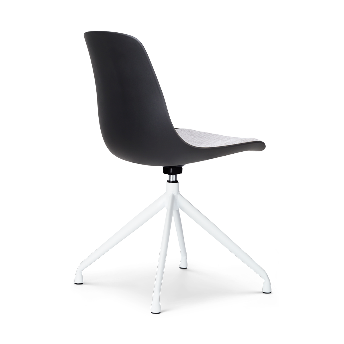 maatvoering van de Nola-Liv draaibare eetkamerstoel zwart met lichtgrijs zitkussen - wit onderstel