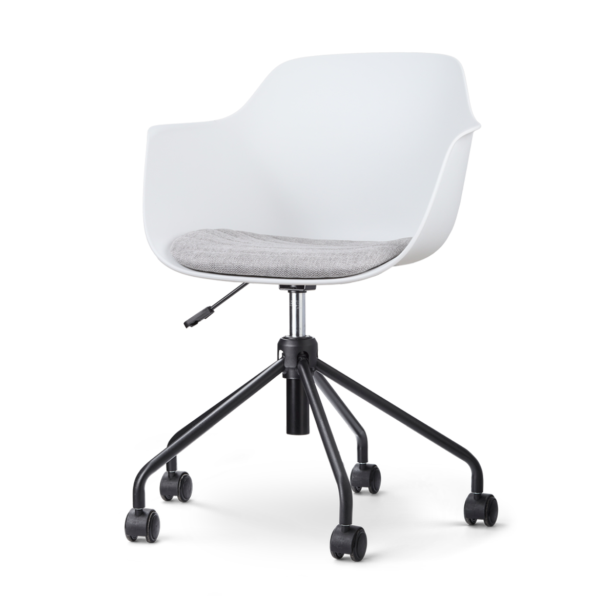 Nout-Liz bureaustoel wit met lichtgrijs zitkussen - zwart onderstel