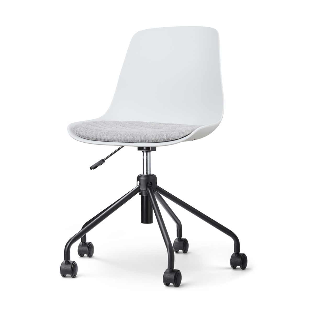 Nout-Liv bureaustoel wit met lichtgrijs zitkussen - zwart onderstel