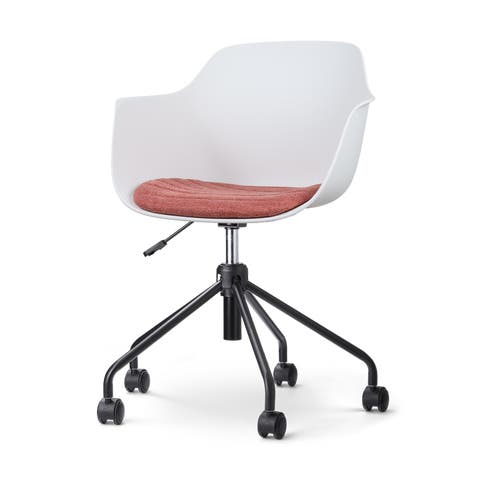 Nout-Liz bureaustoel wit met terracotta rood zitkussen - zwart onderstel