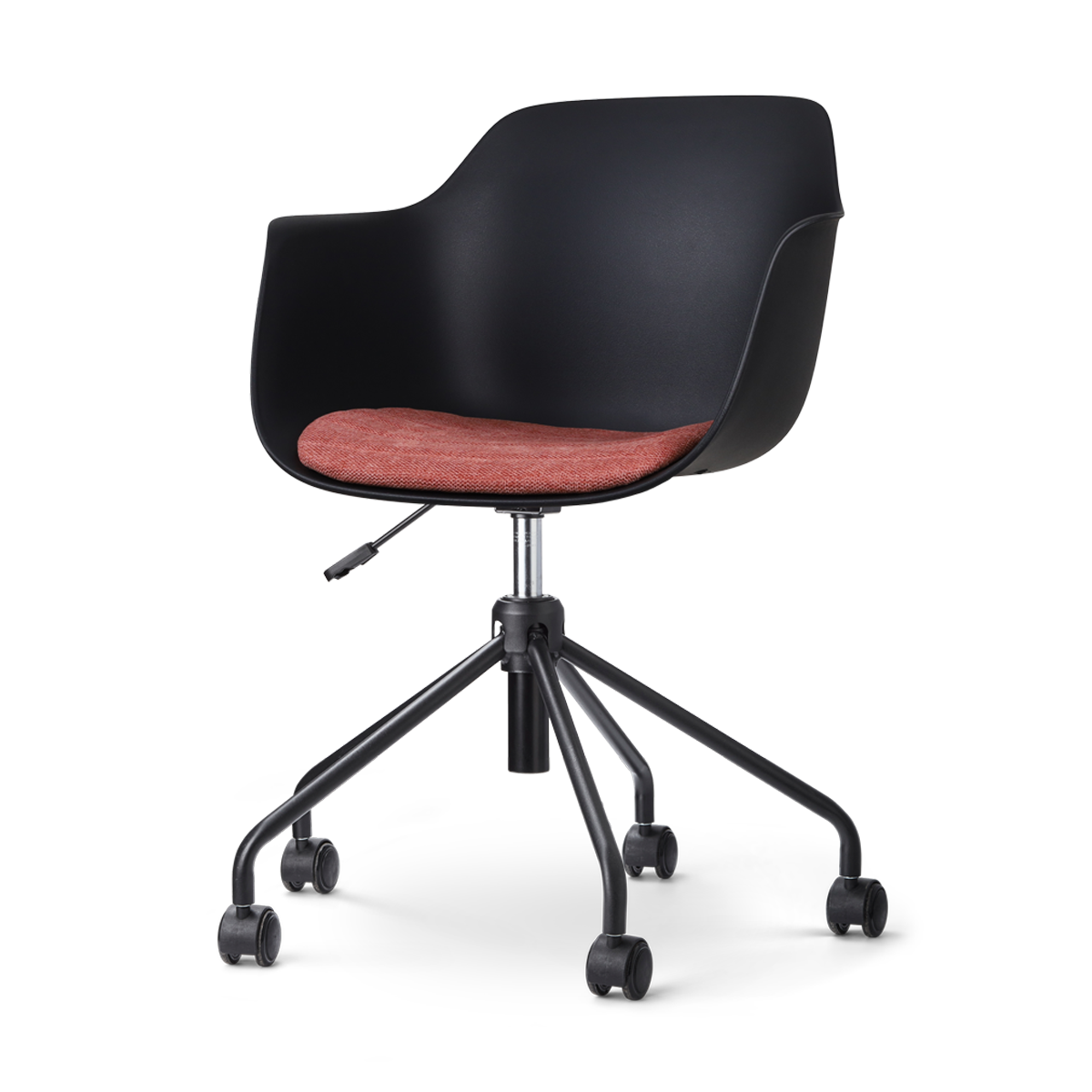 Nout-Liz bureaustoel zwart met terracotta rood zitkussen - zwart onderstel