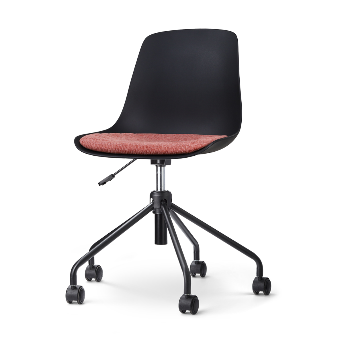 Nout-Liv bureaustoel zwart met terracotta rood zitkussen - zwart onderstel
