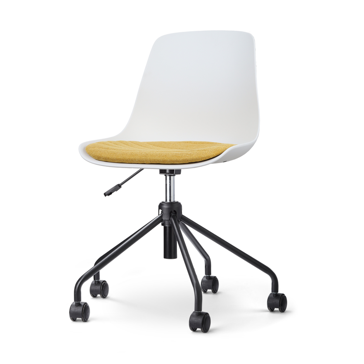 Nout-Liv bureaustoel wit met okergeel zitkussen - zwart onderstel