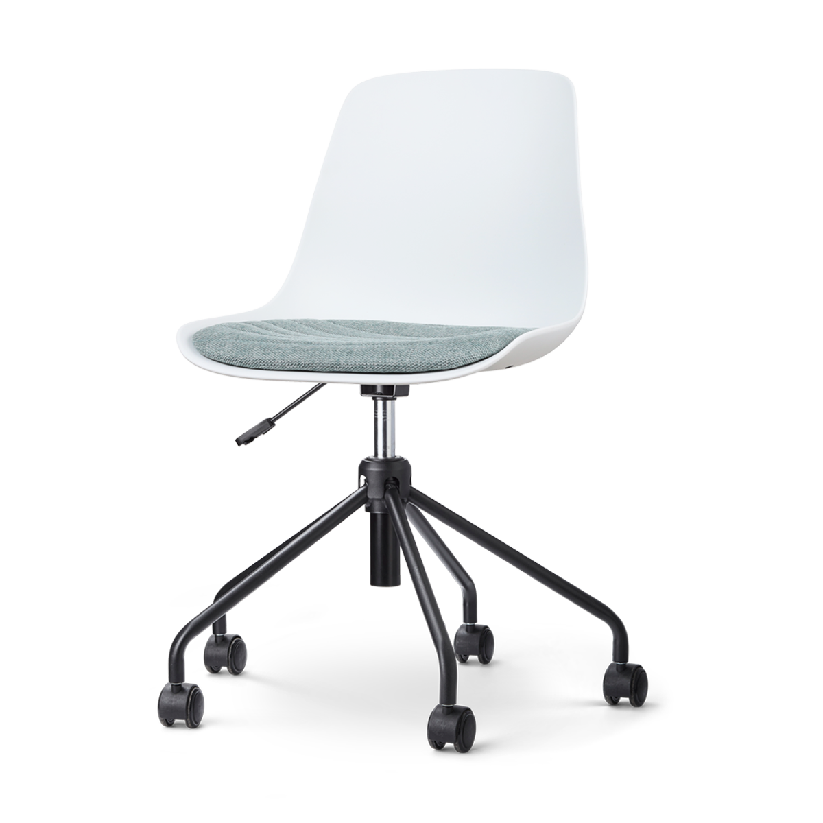 Nout-Liv bureaustoel wit met zacht groen zitkussen - zwart onderstel