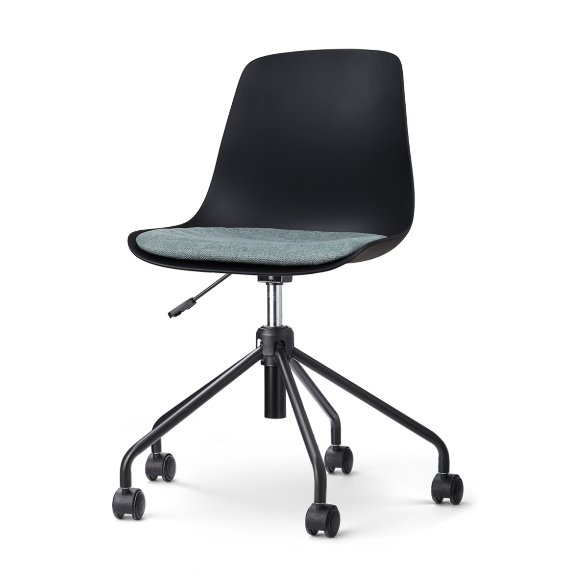 Nout-Liv bureaustoel zwart met zacht groen zitkussen - zwart onderstel