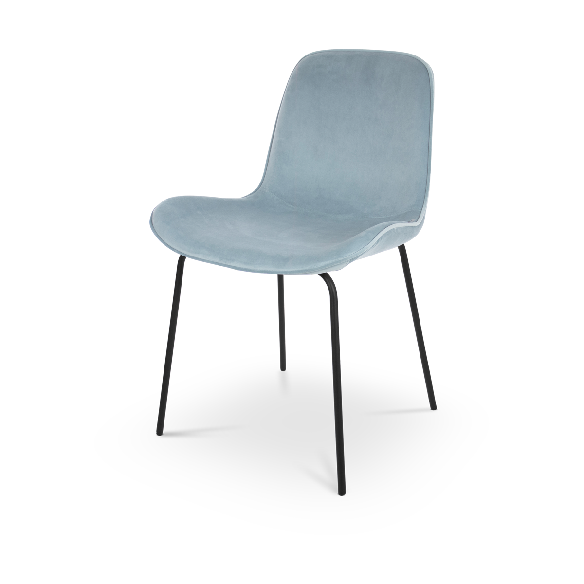 Nora-Fé eetkamerstoel velvet blauw - zwart onderstel