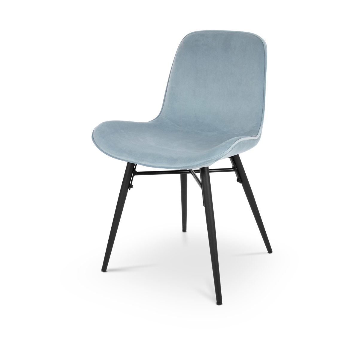 Nova-Fé eetkamerstoel velvet blauw - zwart onderstel