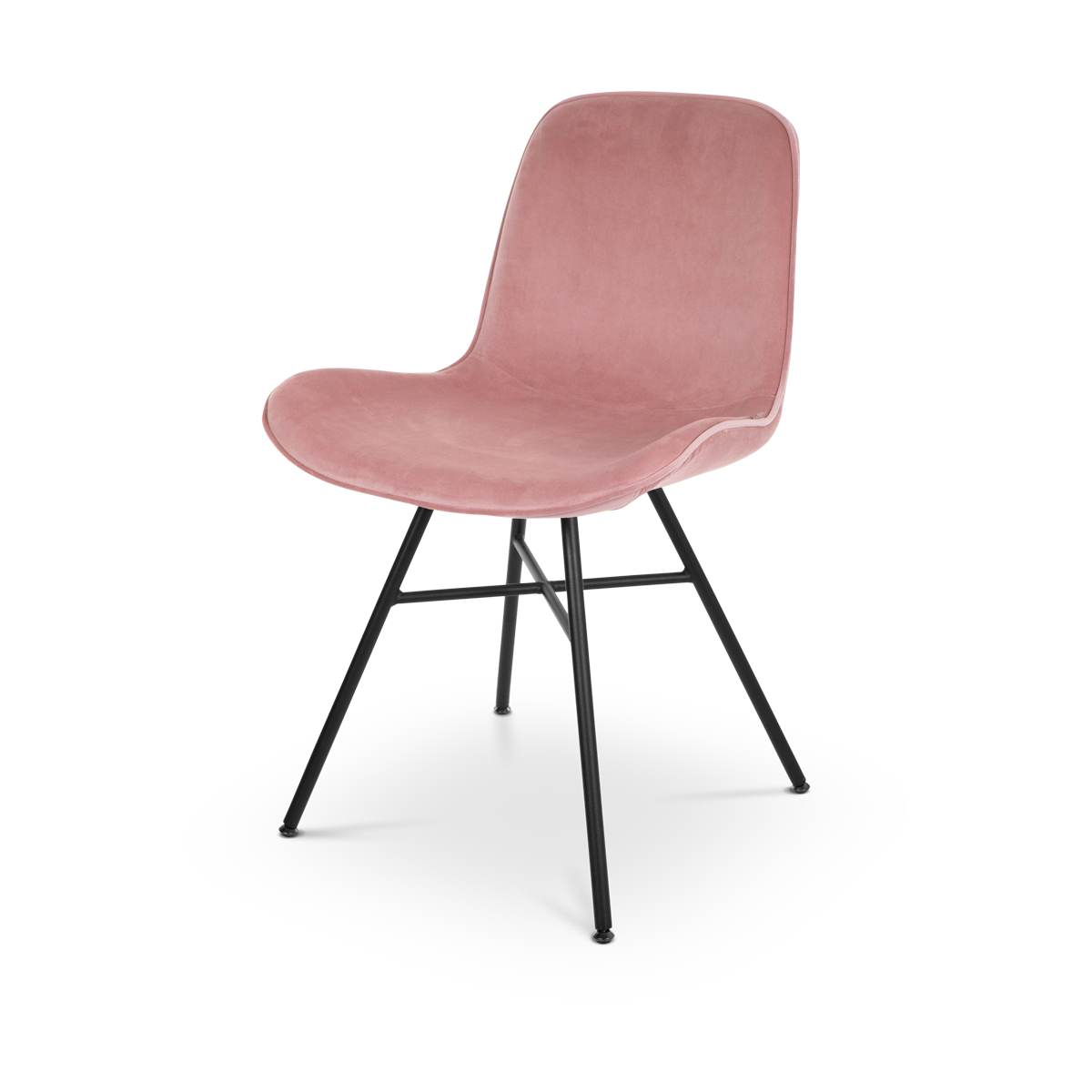 Noa-Fé eetkamerstoel velvet roze - zwart onderstel