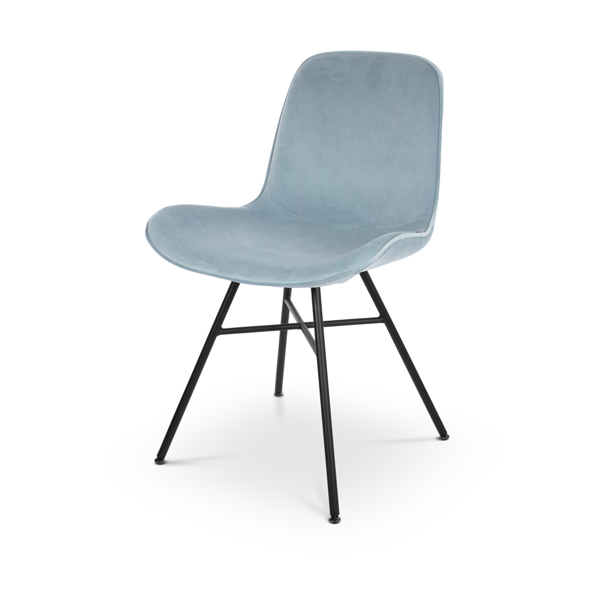 Noa-Fé eetkamerstoel velvet blauw - zwart onderstel