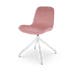 Nola-Fé draaibare eetkamerstoel velvet roze - wit onderstel