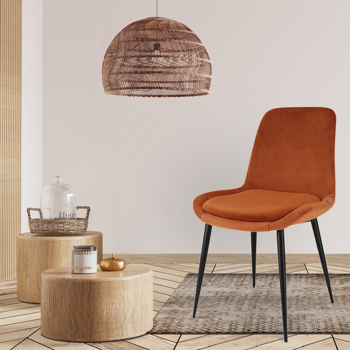 Amelie velvet eetkamerstoel oker brons - metalen onderstel - fluwelen - gele- velours