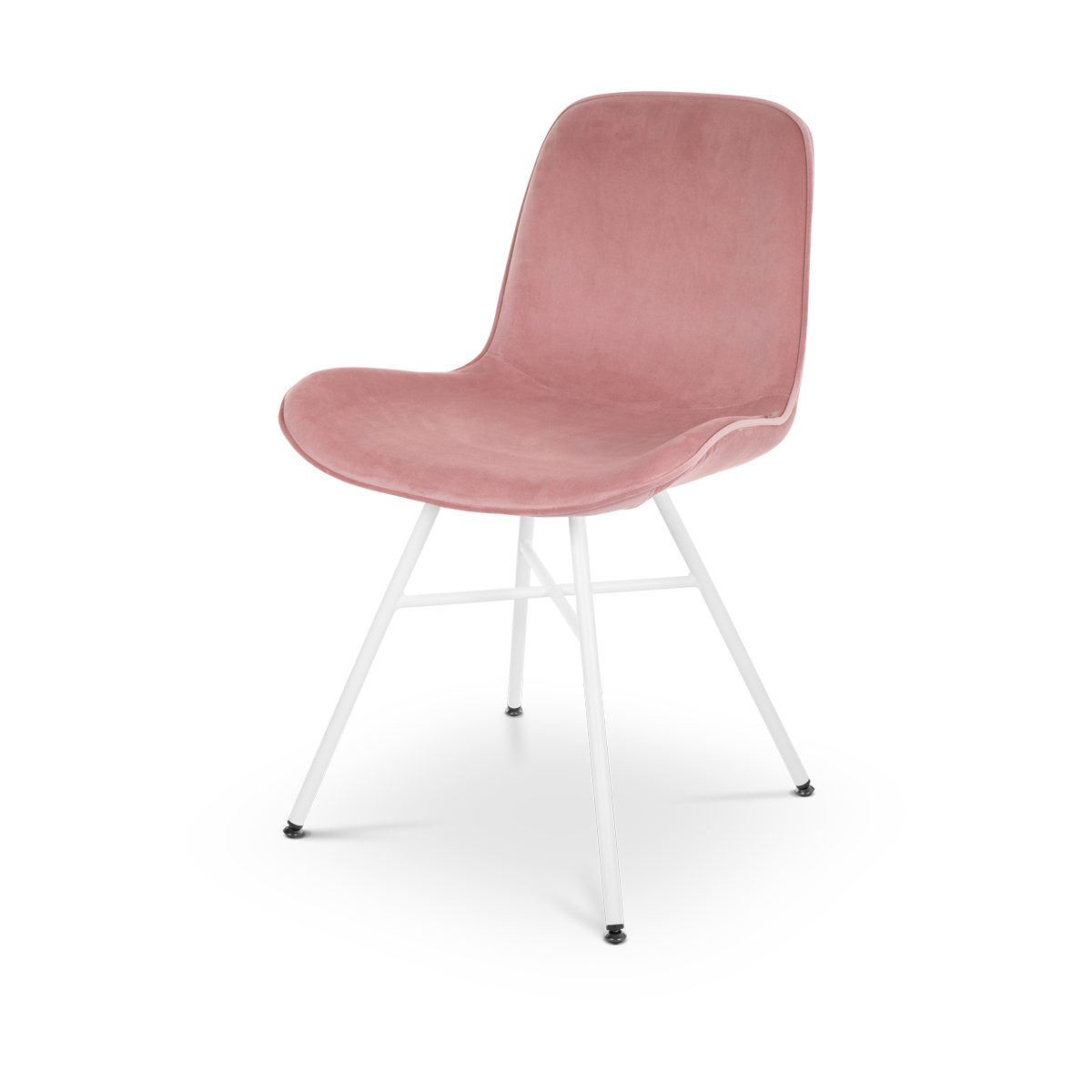Noa-Fé eetkamerstoel velvet roze - wit onderstel
