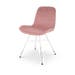 Noa-Fé eetkamerstoel velvet roze - wit onderstel