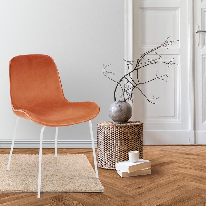 Nora-Fé eetkamerstoel velvet oker brons - wit onderstel - fluwelen - velours