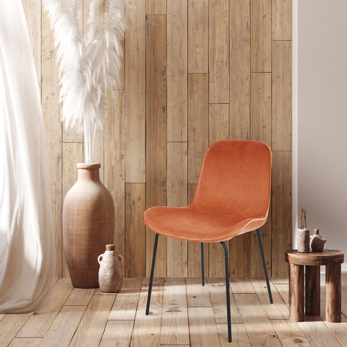 Nora-Fé eetkamerstoel velvet oker brons - zwart onderstel - Fluwelen - velours