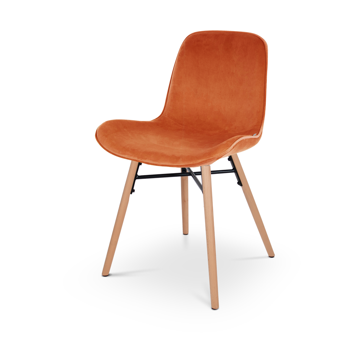 Nena-Fé eetkamerstoel velvet brons oker - houten onderstel