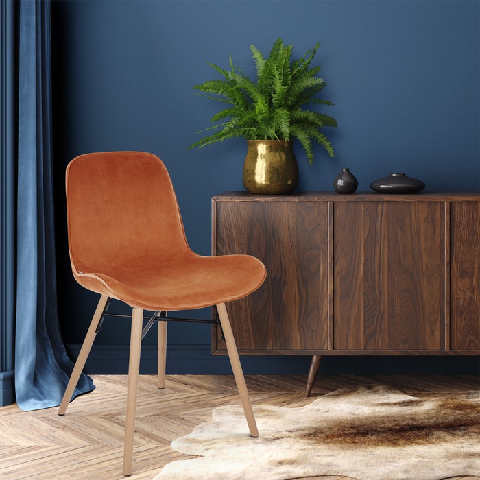 Nena-Fé eetkamerstoel velvet brons oker - houten onderstel - fluweel - velours - koper