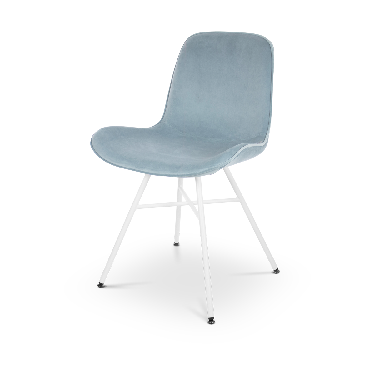 Noa-Fé eetkamerstoel velvet blauw - wit onderstel