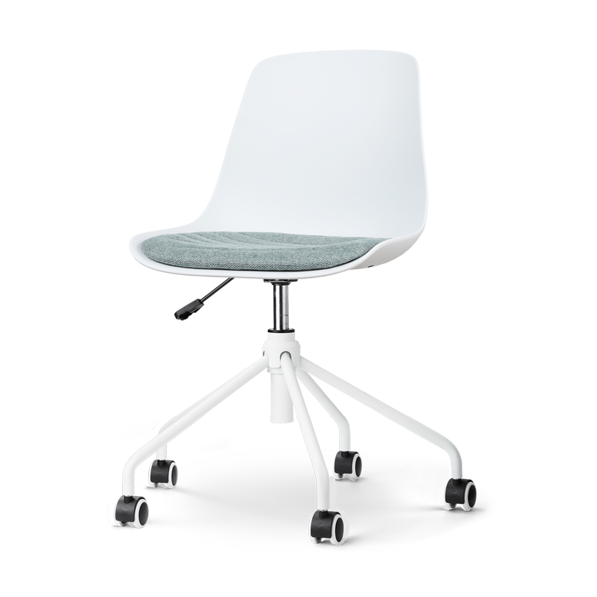 Nout-Liv bureaustoel wit met zacht groen zitkussen - wit onderstel