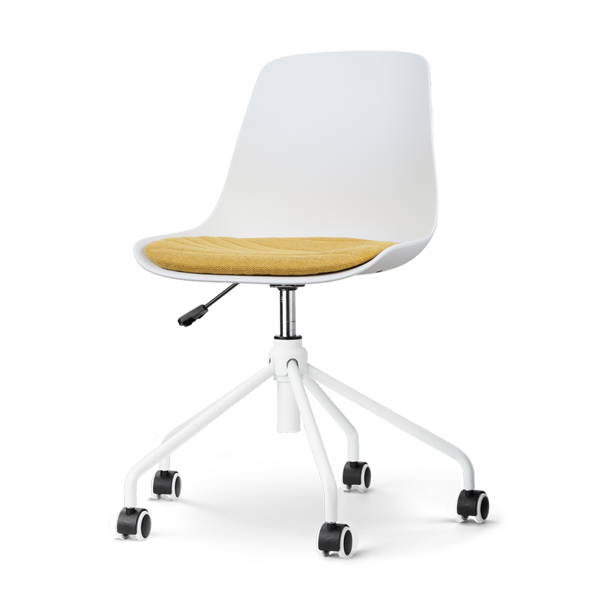 Nout-Liv bureaustoel wit met okergeel zitkussen - wit onderstel